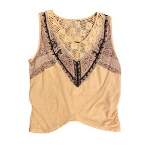 FREE PEOPLE BEADED WHITE/BEIGE TANK BLOUSE! (worn once!)